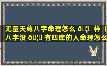 无量天尊八字命理怎么 🦉 样（八字没 🦋 有四库的人命理怎么样）